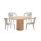 Manhattan Comfort 5-Piece Hathaway 47.24 Round Dining Set in Natural with 4 Palmer Dining Armchairs in Ivory 4-DT03DC088AR-NAIV - alternate 4